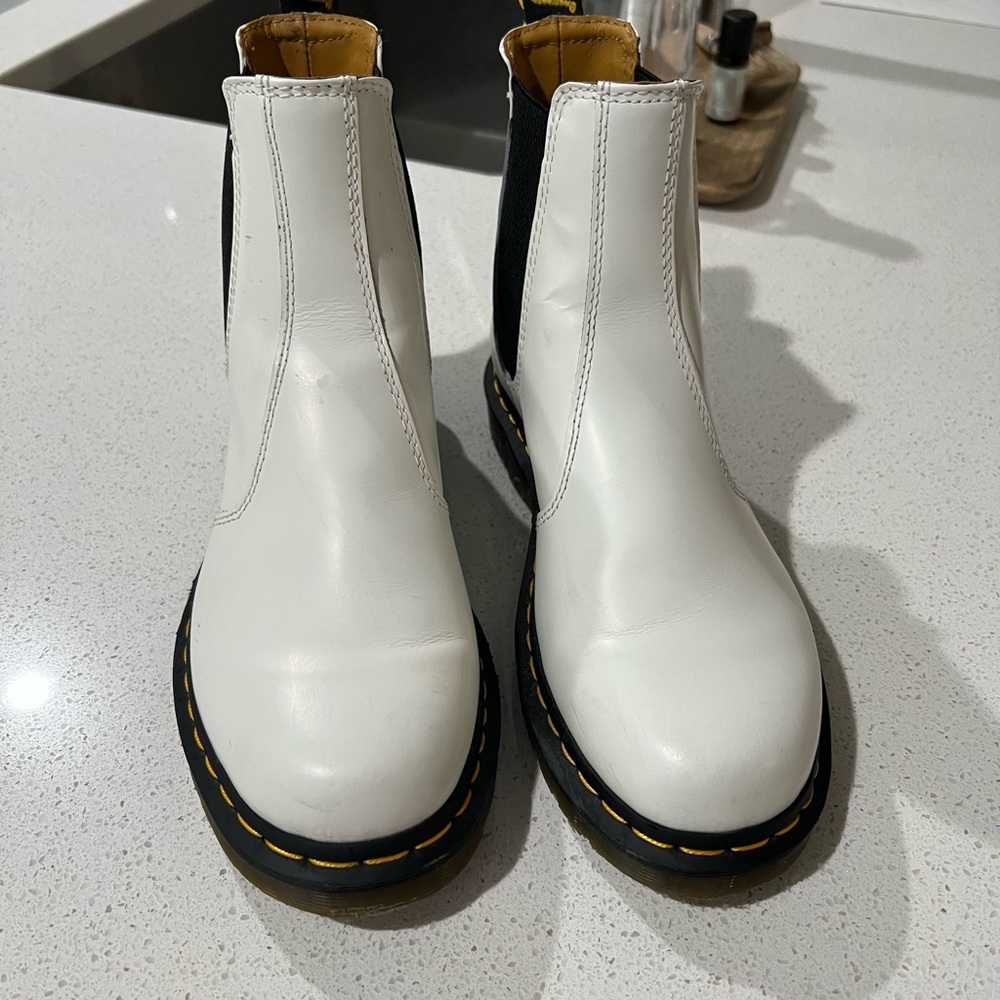 Size 9.5 White Chelsea Doc Martens
